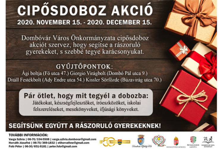 Cipősdoboz jótékonysági akciót szervez Dombóvár Város Önkormányzata