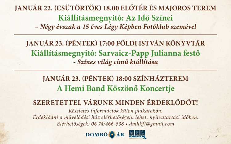 Dombóvári rendezvények a Magyar Kultúra Napjához kapcsolódóan