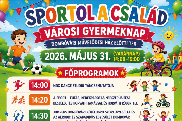 Sporttal és élményekkel várják a családokat a dombóvári városi gyereknapon