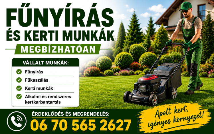 Fűnyírást és kerti munkákat vállalnak Dombóvár környékén